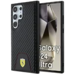 Ferrari Carbon Stitched Bottom case for Samsung Galaxy S24 Ultra - black