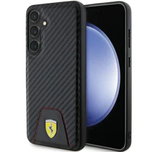 Ferrari Carbon Stitched Bottom case for Samsung Galaxy S24+ - black