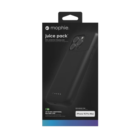 Mophie Juice Pack case for iPhone 15 Pro Max with built-in 3000 mAh power bank - black