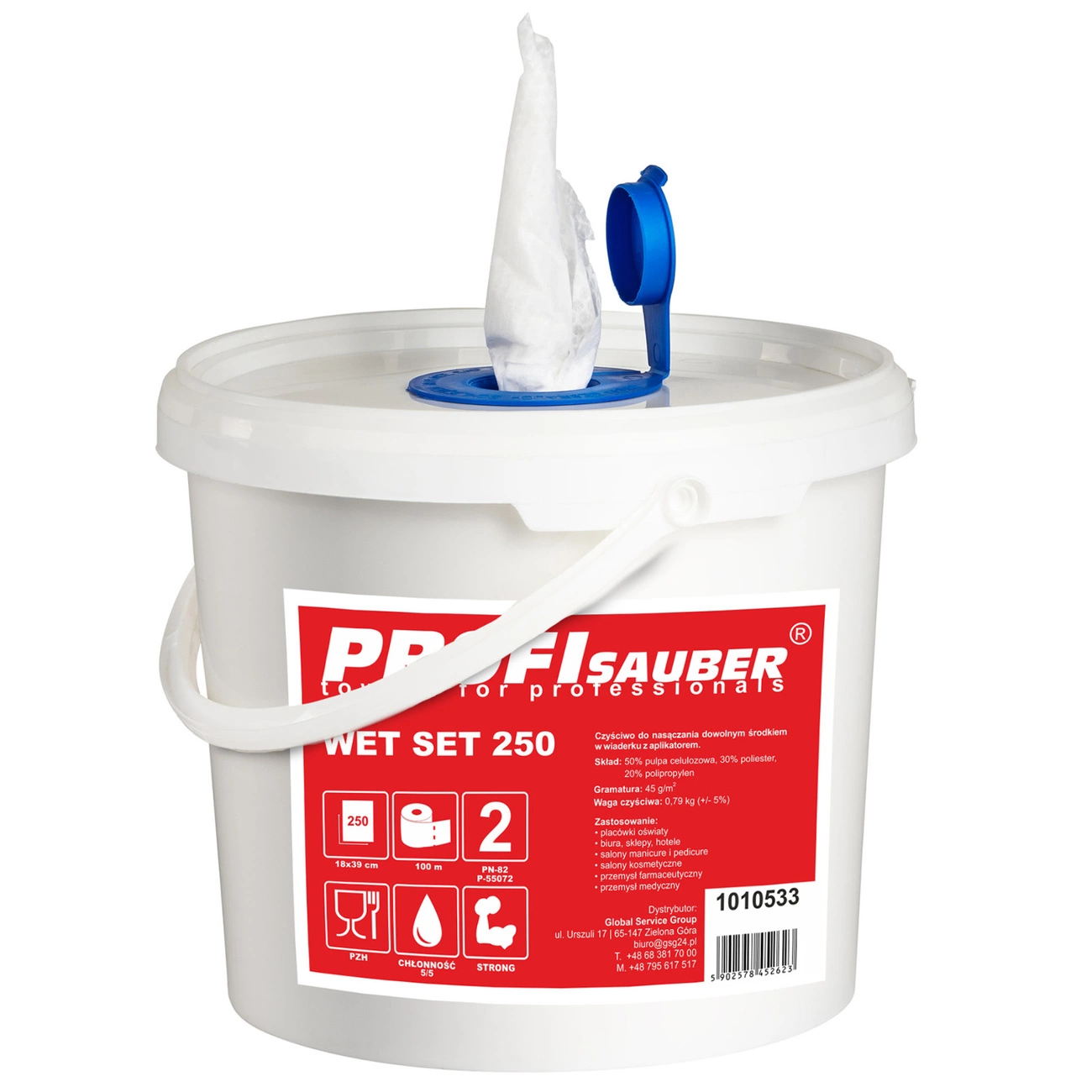 Cloths in a bucket with a soaking dispenser ProfiSauber WET SET 250