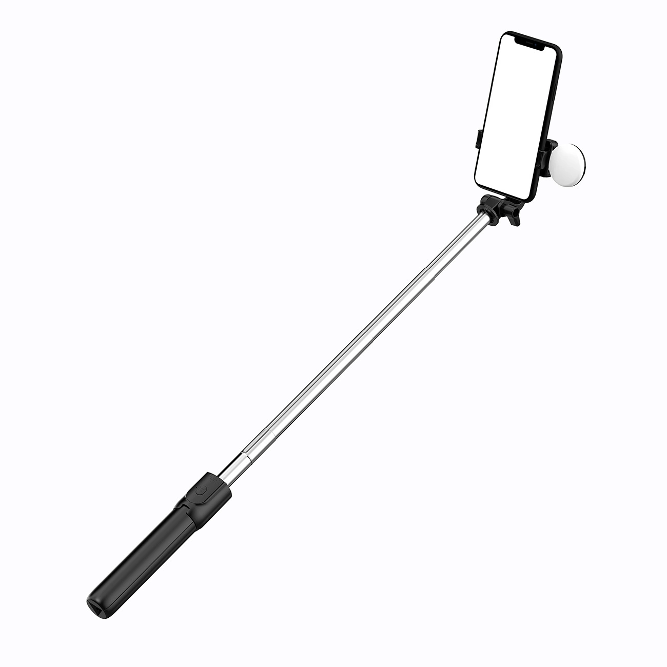 Selfie stick WR1YXS telescopic tripod 0.71m with round lamp - black