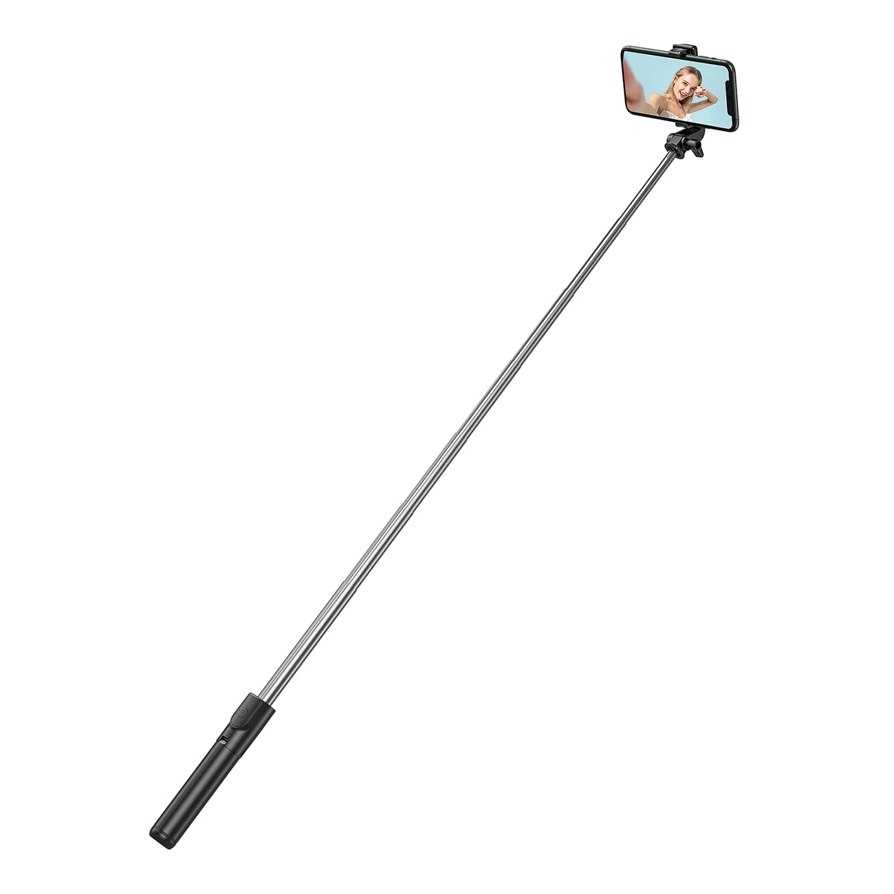 Selfie stick WHS1Y telescopic tripod 1m with phone holder - black