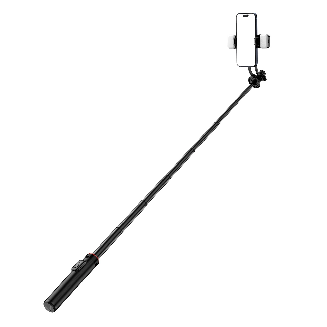 Selfie stick WC12YDS 1.3m aluminum alloy telescopic tripod with dual lamp and phone holder - black