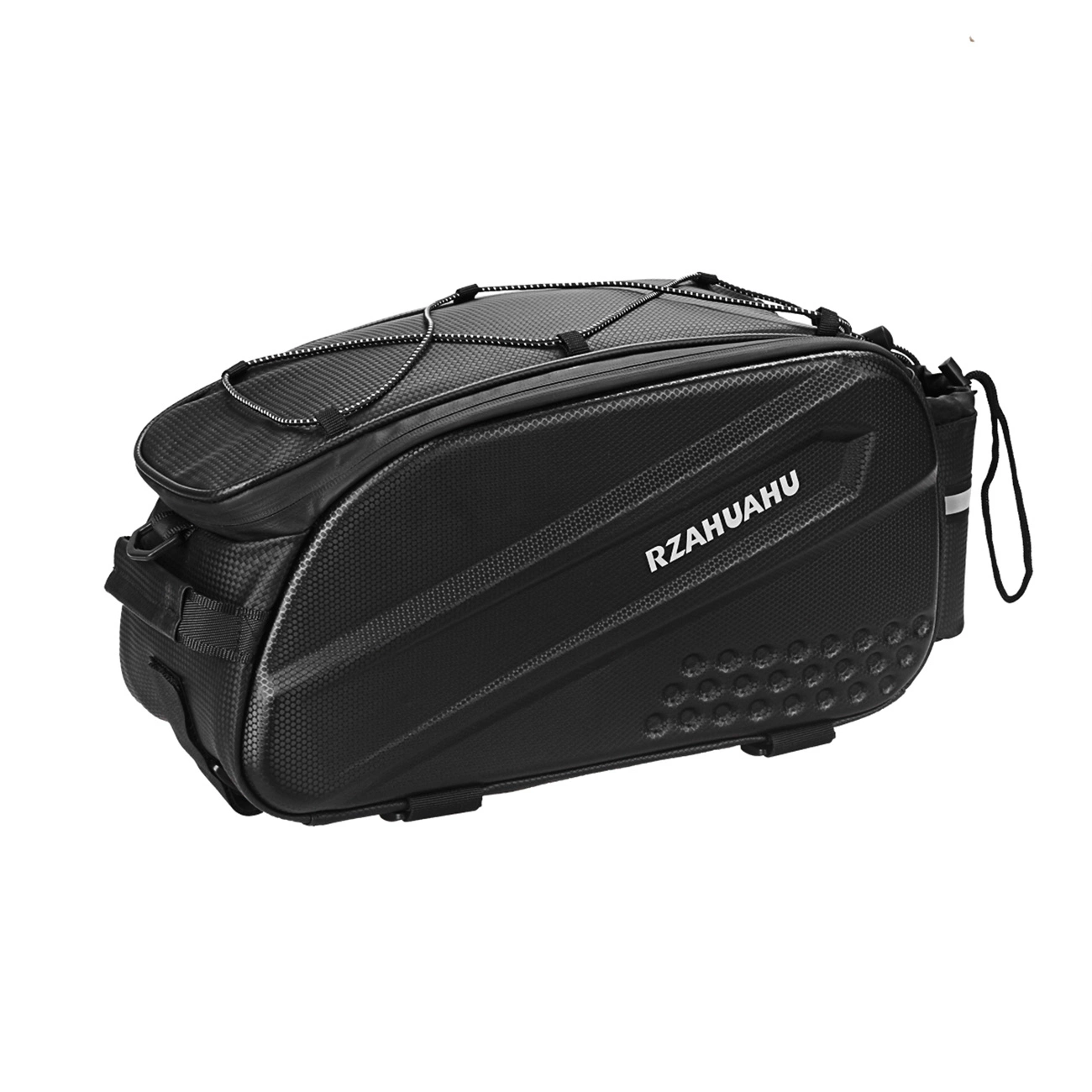 WYA36Y7S Bike Pannier Bag with Long Strap and Expandable Side Pockets - Black