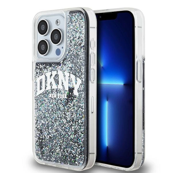 DKNY Liquid Glitter Big Logo iPhone 14 Pro Case - Black