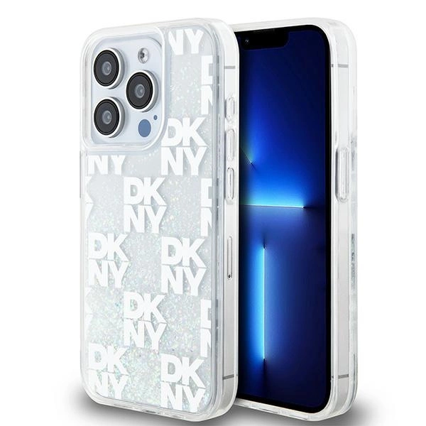 DKNY Liquid Glitter Multilogo case for iPhone 15 Pro - white