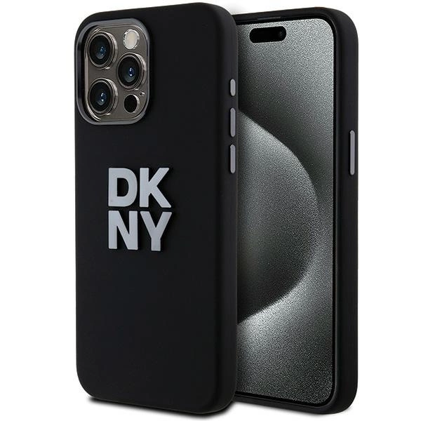 DKNY Liquid Silicone Metal Logo iPhone 15 Pro Case - Black