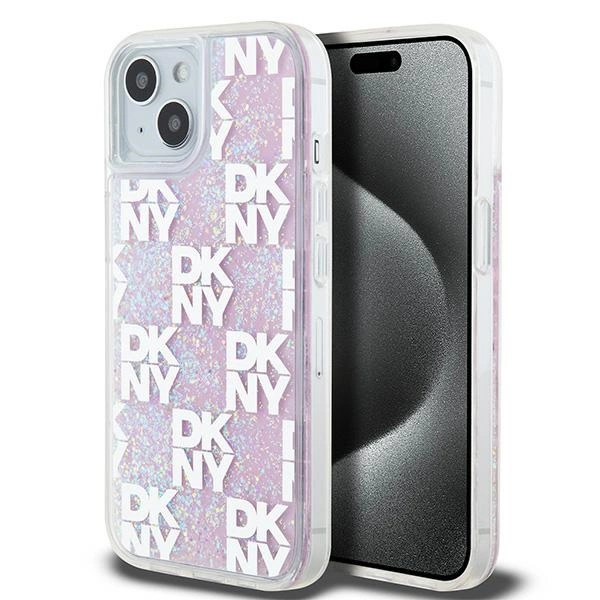 DKNY Liquid Glitter Multilogo case for iPhone 15 / 14 / 13 - pink