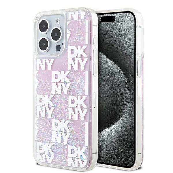 Etui DKNY Liquid Glitter Multilogo na iPhone 15 Pro Max - różowe