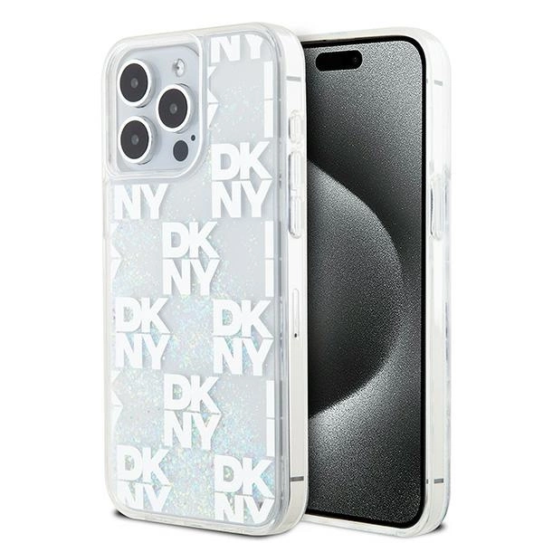 DKNY Liquid Glitter Multilogo case for iPhone 15 Pro Max - white