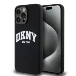 Etui DKNY Liquid Silicone White Printed Logo MagSafe na iPhone 14 Pro Max - czarne