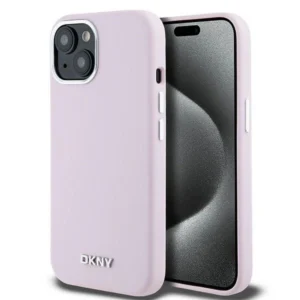 DKNY Liquid Silicone Small Metal Logo MagSafe Case for iPhone 15 Plus / 14 Plus - Pink