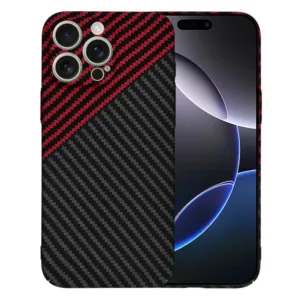 Techsuit - Carbonite FiberShell - iPhone 16 Pro Max - Red Vortex