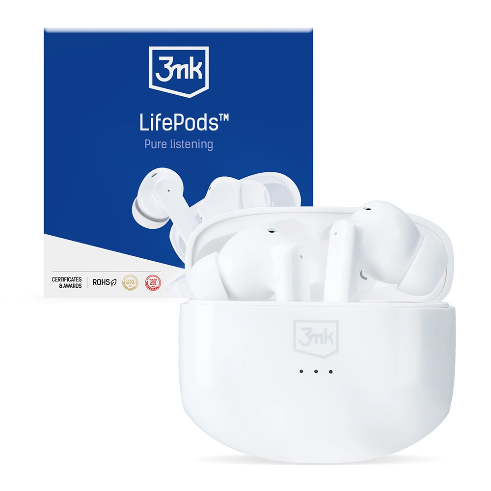 3mk LifePods in-ear wireless Bluetooth 5.3 ANC headphones - white