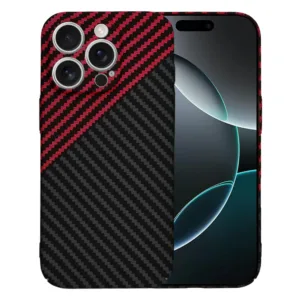 Techsuit - Carbonite FiberShell - iPhone 16 Pro - Red Vortex