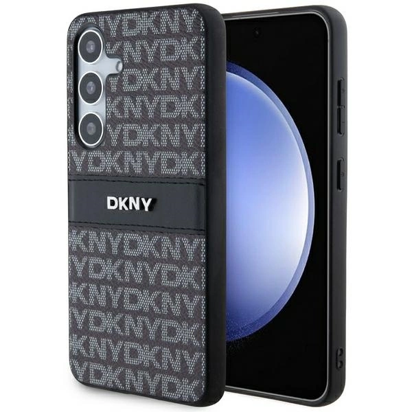 DKNY Leather Mono Stripe & Metal Logo case for Samsung Galaxy S24 - black