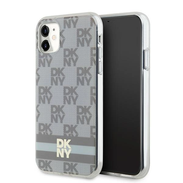 DKNY IML Checkered Mono Pattern & Printed Stripes MagSafe case for iPhone 11 / Xr - beige