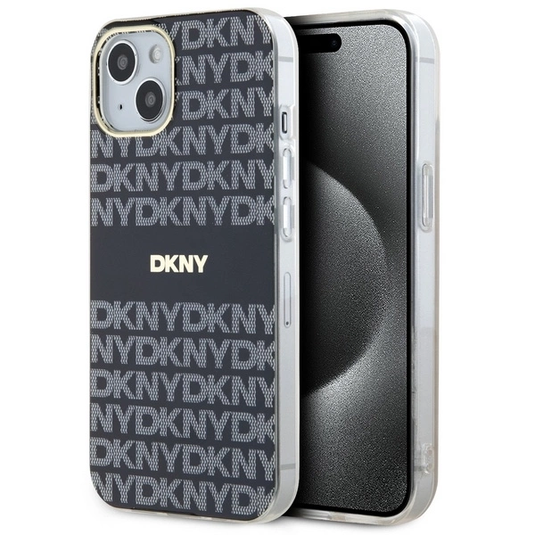 DKNY IML Mono & Stripe MagSafe Case for iPhone 15/14/13 - Black