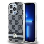 DKNY IML Checkered Mono Pattern & Printed Stripes MagSafe Case for iPhone 14 Pro Max - Black