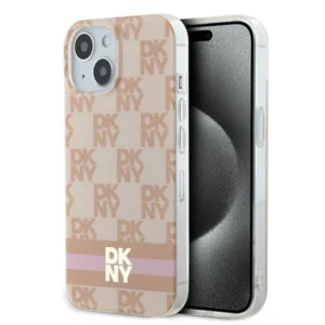 DKNY IML Checkered Mono Pattern & Printed Stripes MagSafe case for iPhone 15 / 14 / 13 - pink