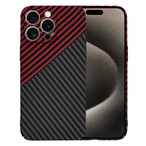 Techsuit - Carbonite FiberShell - iPhone 15 Pro Max - Red Vortex