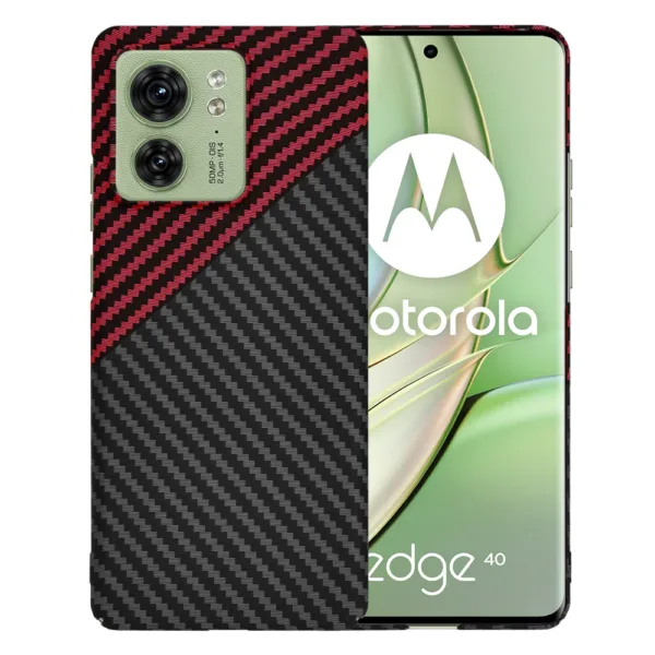 Techsuit - Carbonite FiberShell - Motorola Edge 40 / Edge (2023) - Red Vortex