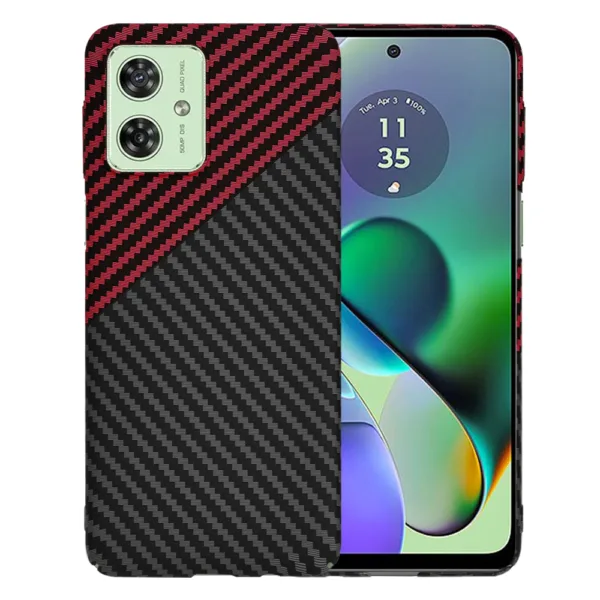 Techsuit - Carbonite FiberShell - Motorola Moto G54 / Moto G54 Power Edition / Moto G64 - Red Vortex