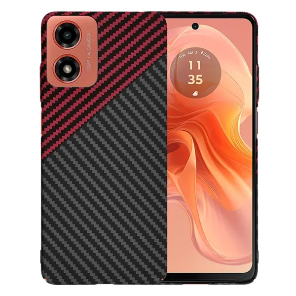 Techsuit - Carbonite FiberShell - Motorola Moto G04 / Moto G04s / Moto G24 / Moto E14 - Red Vortex