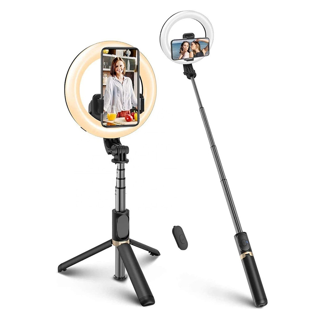 Techsuit - Selfie Stick (Q07) - Stable Tripod with Selfie Ring Light