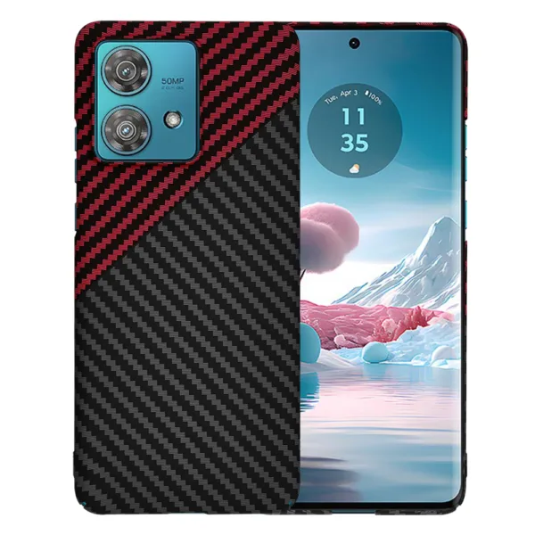 Techsuit - Carbonite FiberShell - Motorola Edge 40 Neo - Red Vortex