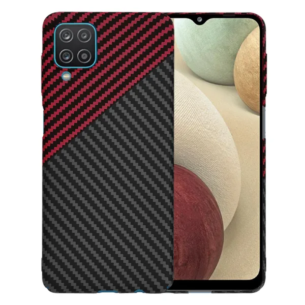 Techsuit - Carbonite FiberShell - Samsung Galaxy A12 / A12 Nacho / M12 / F12 - Red Vortex