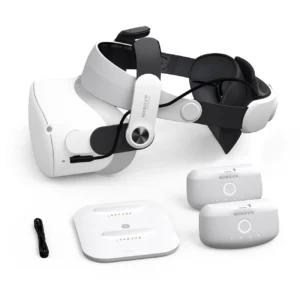 BoboVR M2+ 2 strain relief strap for Meta Quest 2 + 2x B2 battery + BD2 charging station - white and black