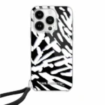 Karl Lagerfeld IML Zebra Pattern & Cord case for iPhone 15 Pro - black