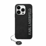 Karl Lagerfeld Saffiano Rhinestones & Charm case for iPhone 15 Pro - black