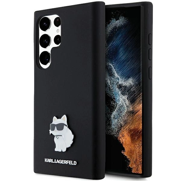 Karl Lagerfeld Silicone Choupette Metal Pin case for Samsung Galaxy S24 Ultra - black