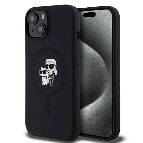 Karl Lagerfeld Silicone Karl&Choupette MagSafe case for iPhone 15 Plus / 14 Plus - black