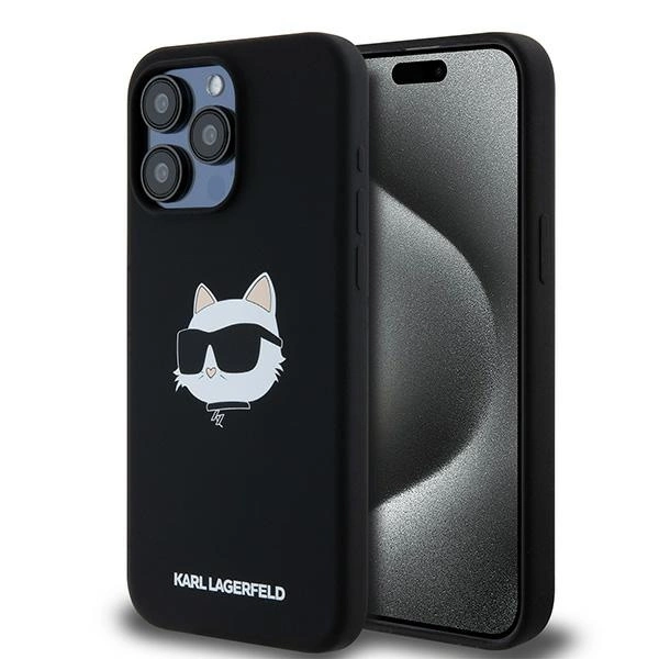 Karl Lagerfeld Silicone Choupette Head MagSafe case for iPhone 15 Pro Max - black