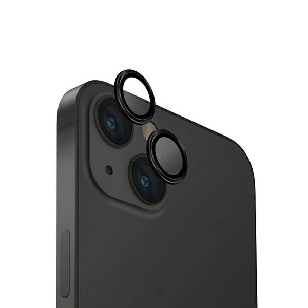 Uniq Optix Glass Aluminum Camera Lens Protector for iPhone 15 / 15 Plus Camera Lens with Applicator - Black