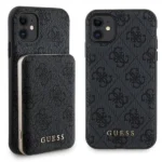 Guess 4G Metal Logo case set for iPhone 11 + 5000mAh MagSafe power bank - black