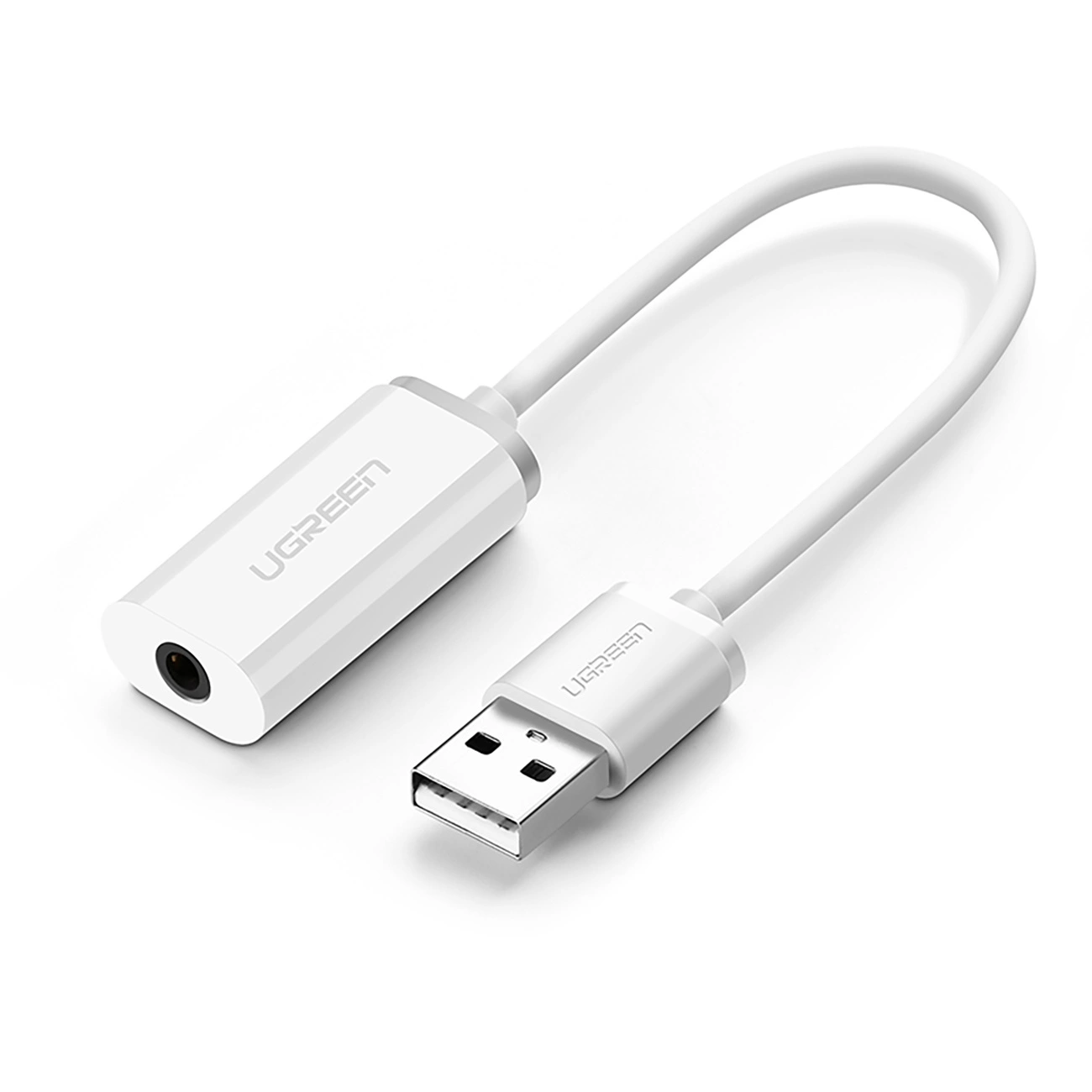 Ugreen US206 30712 USB-A (male) / 3.5 mm mini jack (female) adapter - white