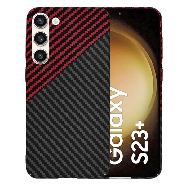 Techsuit - Carbonite FiberShell - Samsung Galaxy S23 Plus - Red Vortex