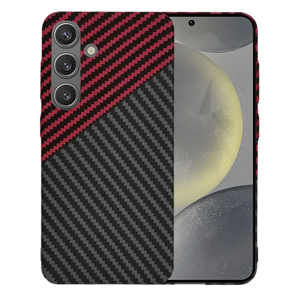 Techsuit - Carbonite FiberShell - Samsung Galaxy S24 - Red Vortex