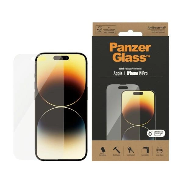 PanzerGlass Classic Fit antibacterial glass for iPhone 14 Pro