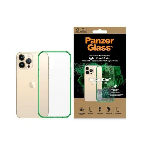 PanzerGlass ClearCase Antibacterial Military Grade Certified Case for iPhone 13 Pro Max - Transparent Green