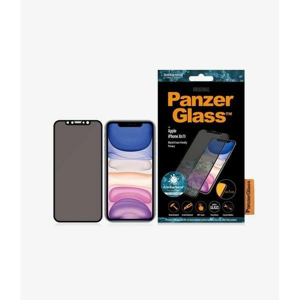 PanzerGlass E2E Super+ privacy tempered glass for iPhone XR / 11 - with black frame