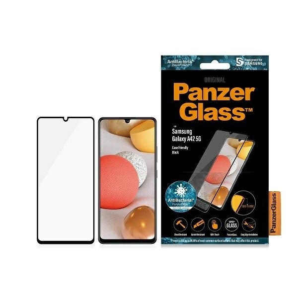 PanzerGlass E2E Super+ antibacterial tempered glass for Samsung Galaxy A42 5G - with black frame