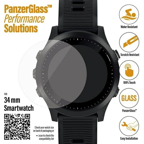 PanzerGlass Screen Protector for Samsung Galaxy Watch 3 34mm / Garmin Forerunner 645 / 645 Music / Fossil Q Venture Gen 4 / Skagen Falster 2"