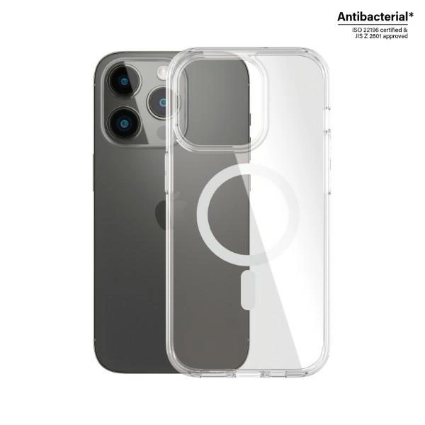 PanzerGlass HardCase with MagSafe Antibacterial Military Grade Certified Case for iPhone 14 Pro - Transparent