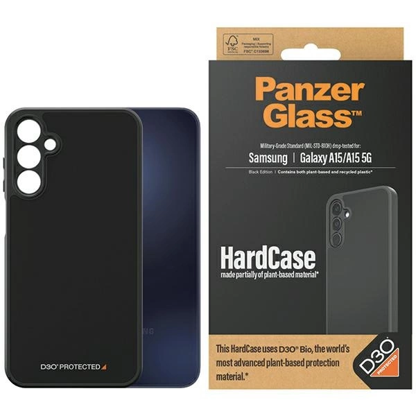 PanzerGlass HardCase with D3O® Bio and Military Grade Certification for Samsung Galaxy A15 / A15 5G - Transparent and Black