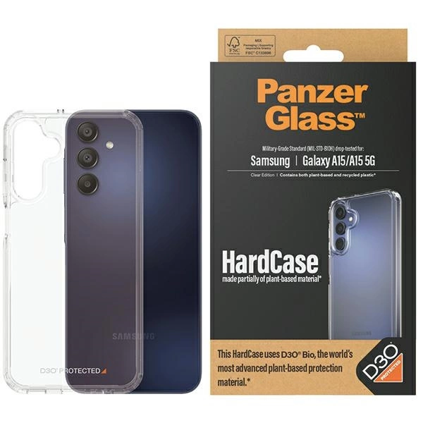 PanzerGlass HardCase with D3O® Bio and Military Grade Certification for Samsung Galaxy A15 / A15 5G - Transparent